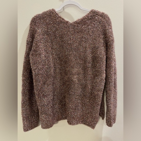 ALLSAINTS - Sparkle V-Neck Jumper Sweater Pink Multi Metallic Tinsel - XS Sku#37 - Picture 3 of 6